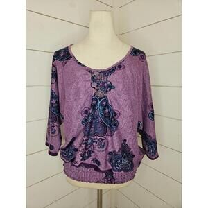 Energe World Wear Small Purple & blue bohemian print flowy top